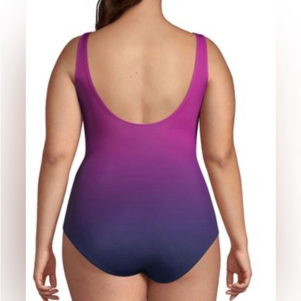 Lands’ End NWT Slendersuit One Piece Swimsuit 14D Tummy Control Ombre Coastal - Picture 8 of 11